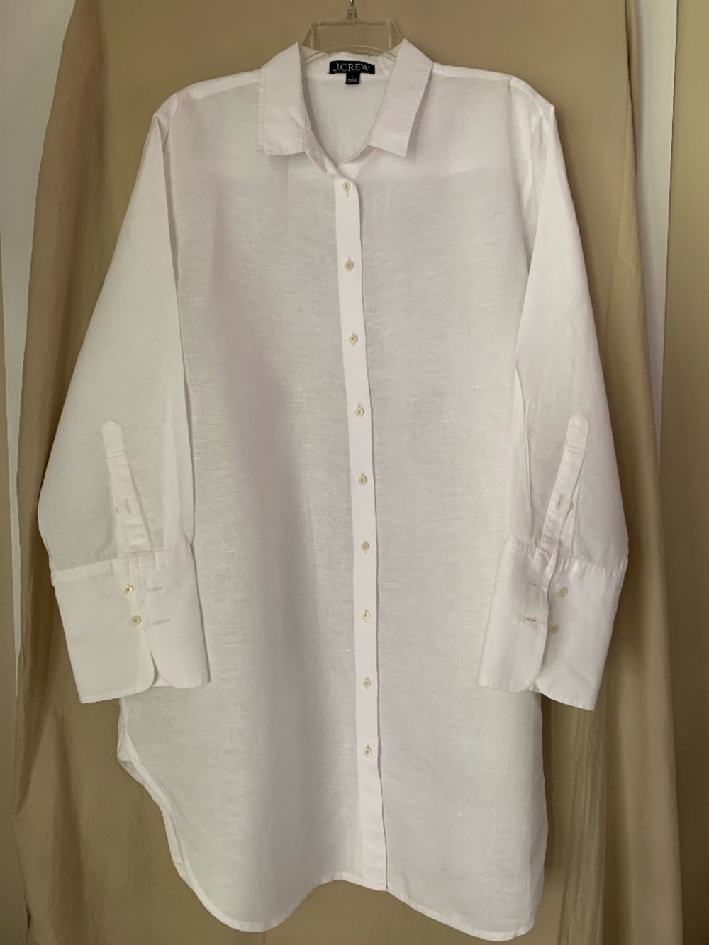 J Crew white linen 'Relaxed Fit Beach Shirt'